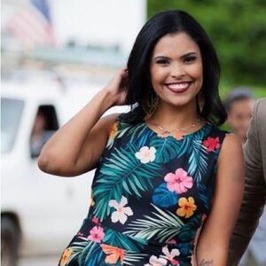 Tropical Floral Print Dress